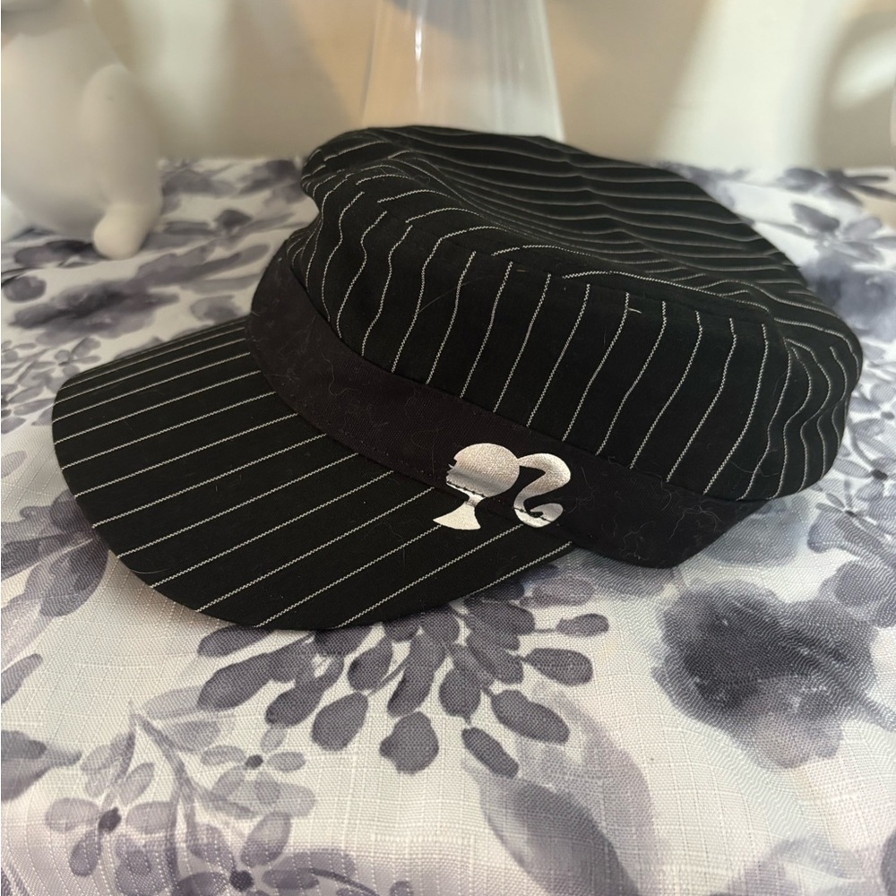 Black Pinstripe Barbie Newsboy Cap